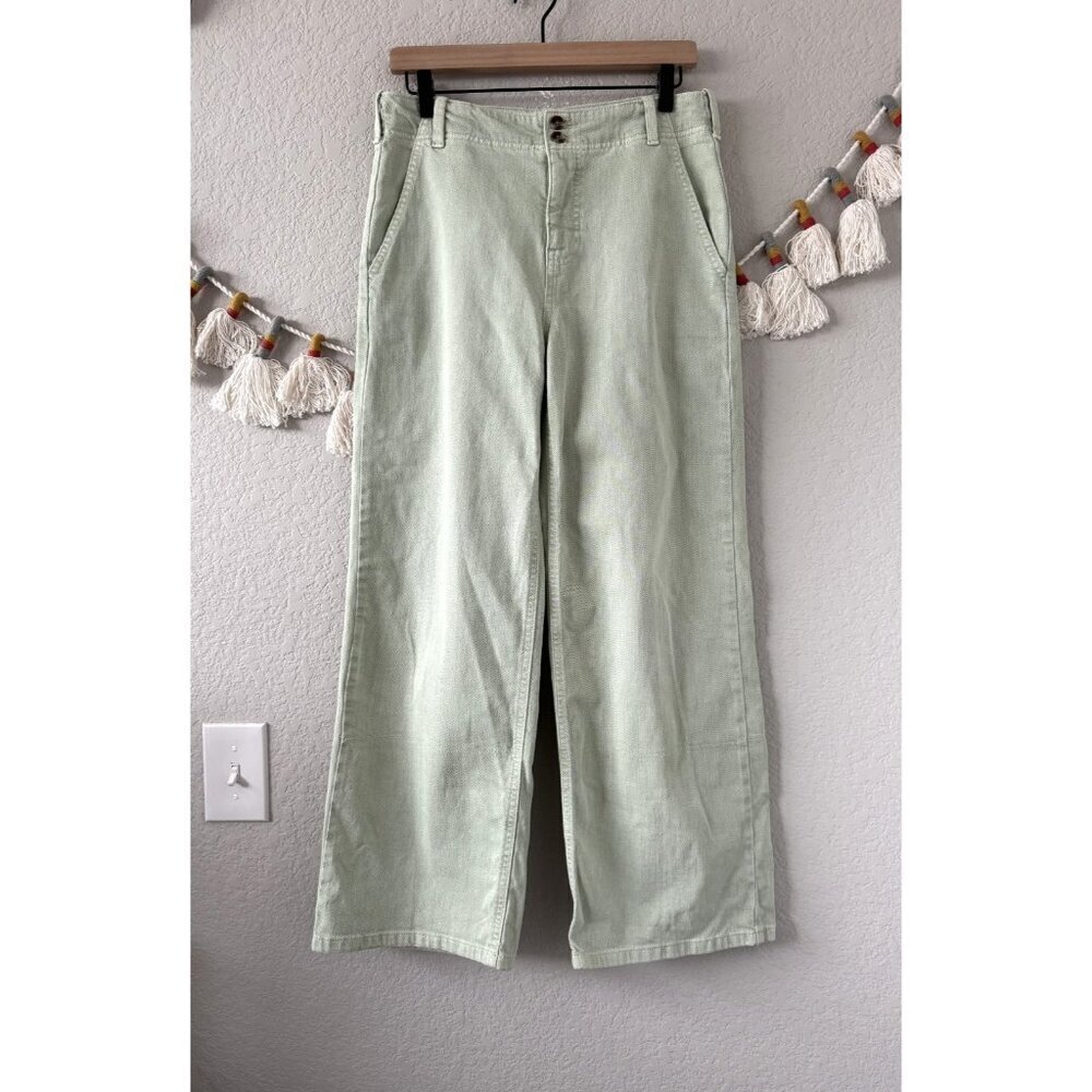 Anthropologie Pilcro Slouchy Crop Carpenter Straight Leg Pant Green Relax 27